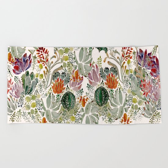 Succulents Beach Towel