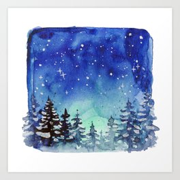 Winter Galaxy Forest Art Print