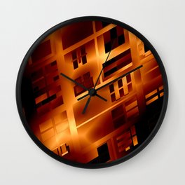 Abstract 379 Orange Geometric Windows Wall Clock