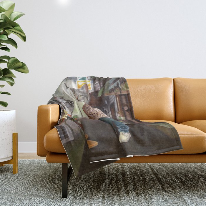 A Cats Night Out Throw Blanket