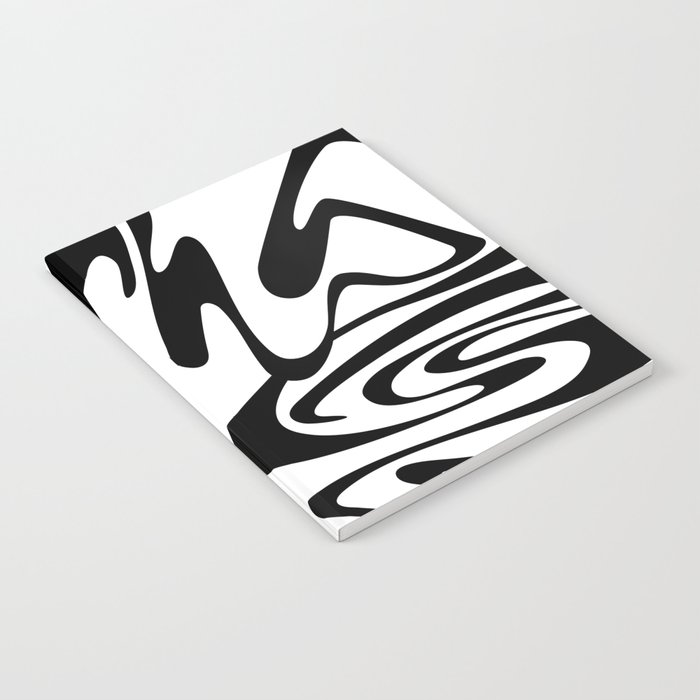 Retro Abstract Swirl // Black & White Notebook