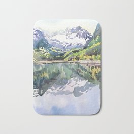 Mountain lake Bath Mat | Painting, Travel, Germany, Mountainlake, Reflections, Digital, Austria, Mountains, Landscapes, Sun 