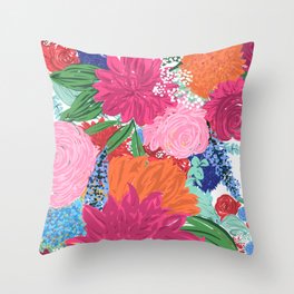 Pretty Colorful Big Flowers Hand Paint Design Throw Pillow