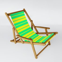 [ Thumbnail: Green & Yellow Colored Pattern of Stripes Sling Chair ]