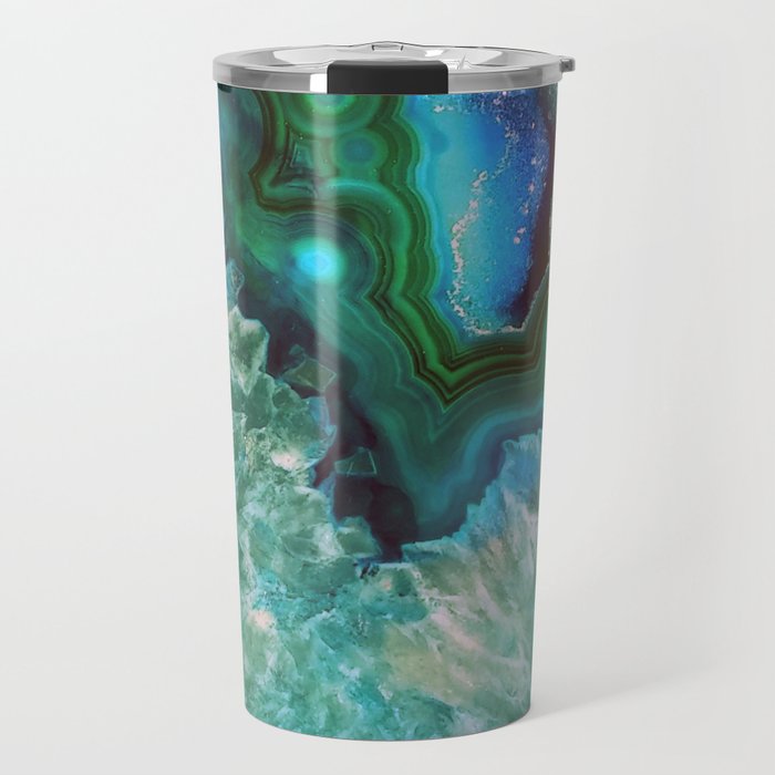 Green Turquoise Quartz Crystal Travel Mug