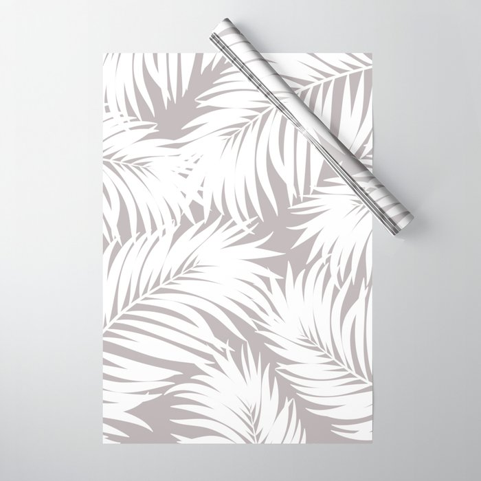 Palm Tree Fronds White on Soft Grey Hawaii Tropical Décor Wrapping Paper