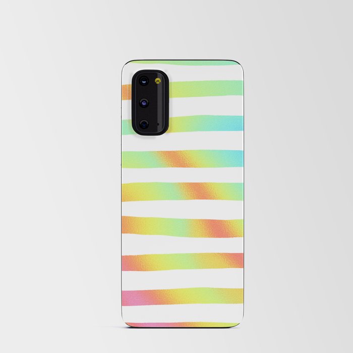 Geometrical Summer Yellow Pink Orange Teal Gradient Stripes Android Card Case
