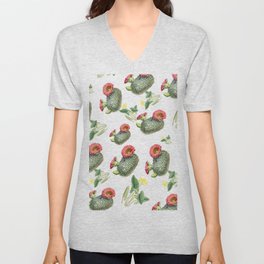 Spiny cactus flower and wild plants V Neck T Shirt