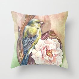 Green and Rose Throw Pillow