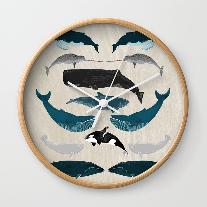 Whales - Pod of Whales Print by Andrea Lauren Wall Clock