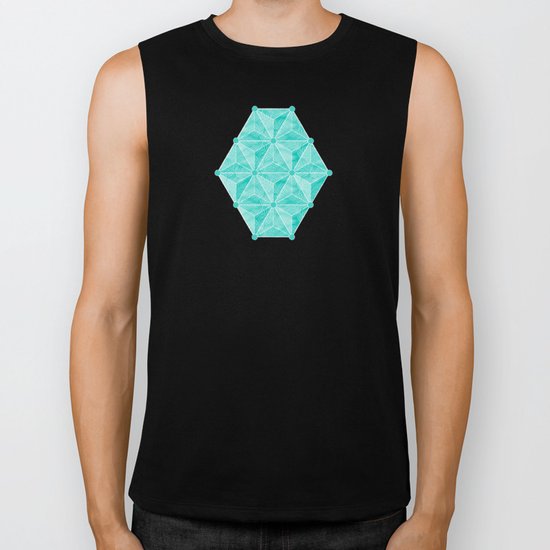 Geodesic Palm_Turquoise Biker Tank