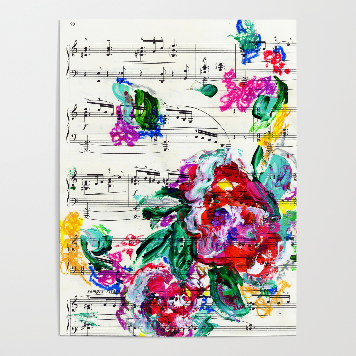 Musical Beauty Floral Abstract Piano Notes Poster By Nicolegiger Society6