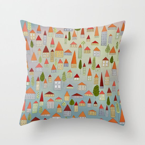100 little houses Throw Pillow