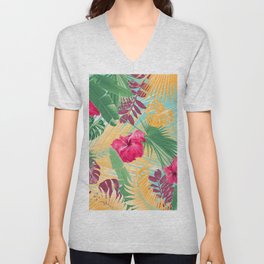 Summer Hibiscus Flower Jungle #1 #tropical #decor #art #society6 V Neck T Shirt