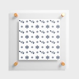 Christmas Pattern White Navy Blue Floral Snowflake Floating Acrylic Print