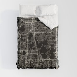 Orlando USA - City Map - Black and White Duvet Cover