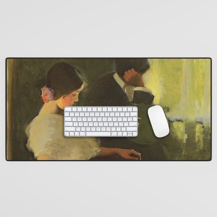 The Tiff, romantic portrait painting by Florence Carlyle  Desk Mat