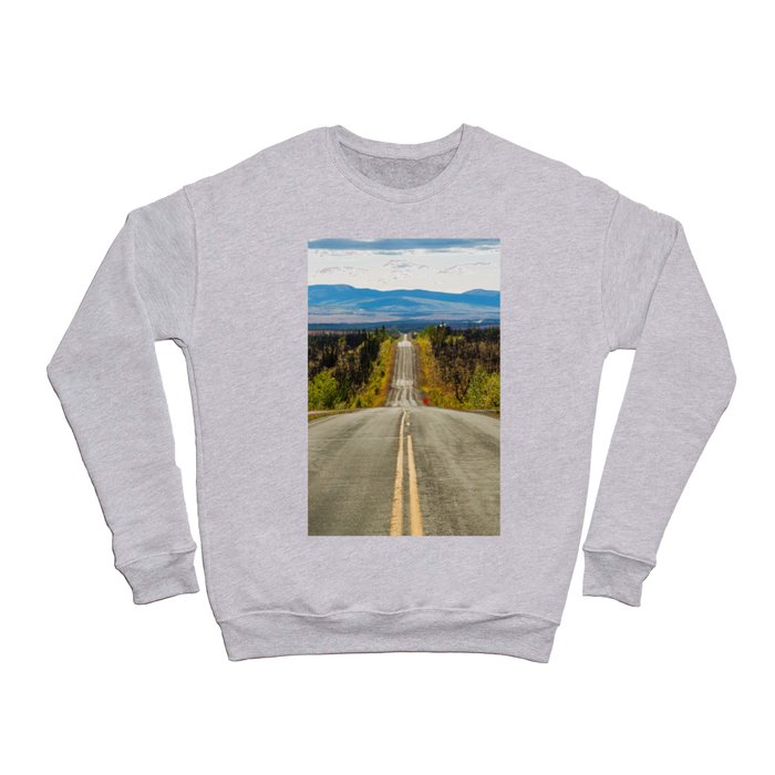Never-ending Taylor Highway, Chicken, Alaska, color photography by Diego Delso, delso.photo Crewneck Sweatshirt