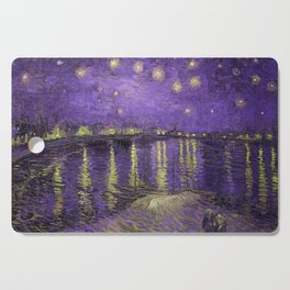 Starry Night Over the Rhone landscape painting by Vincent van Gogh in alternate purple with yellow stars Cutting Board