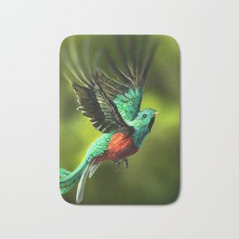 Resplendent Quetzal Bath Mat | Curated, Nature, Animal Drawing, Digital Painting, Colorful Birds, Digital Art, Digital Illustration, Nature Art, Animal, Quetzal 