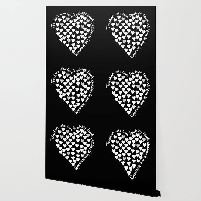 Hearts Heart Teacher White On Black Wallpaper By Projectm Society6