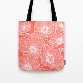 Coral Poppies Tote Bag