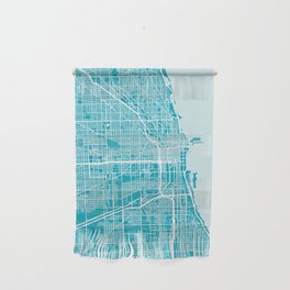 Chicago Map | Aqua | More Colors, Review My Collections Art Print Wall Hanging