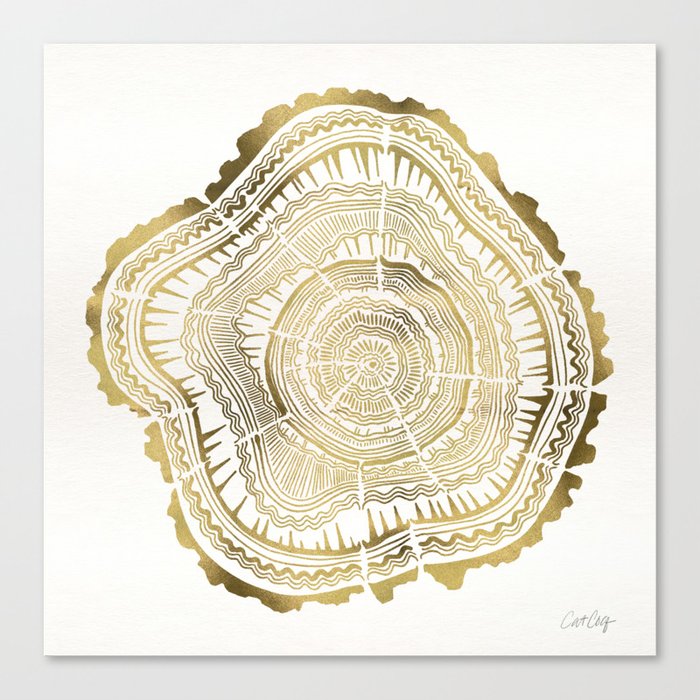 Gold Tree Rings Canvas Print