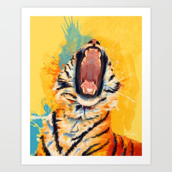 Wild Yawn - Tiger portrait Art Print