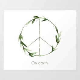 Peace On Earth with Peace Sign Simple Minimalist Original Design Art Print