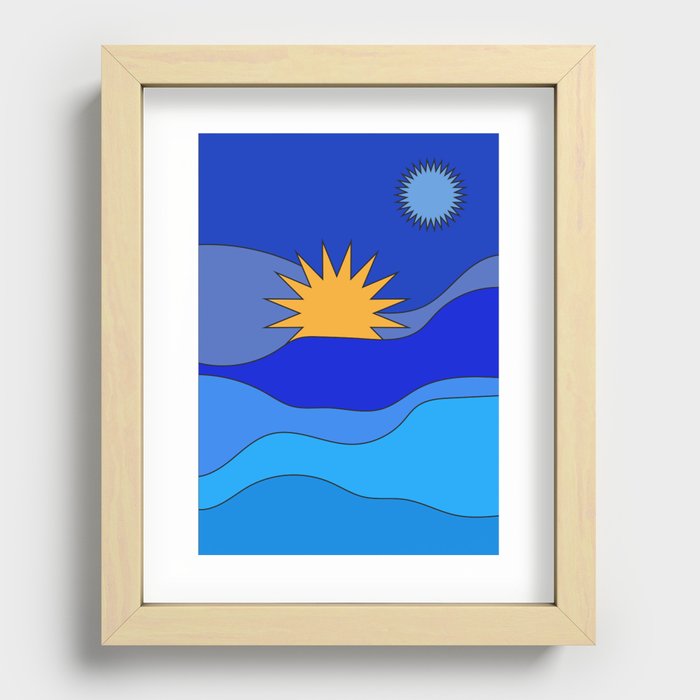 BLUE Sun Recessed Framed Print