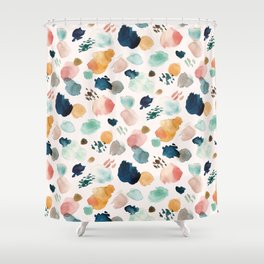 WILD WHIMS Abstract Watercolor Brush Strokes Shower Curtain