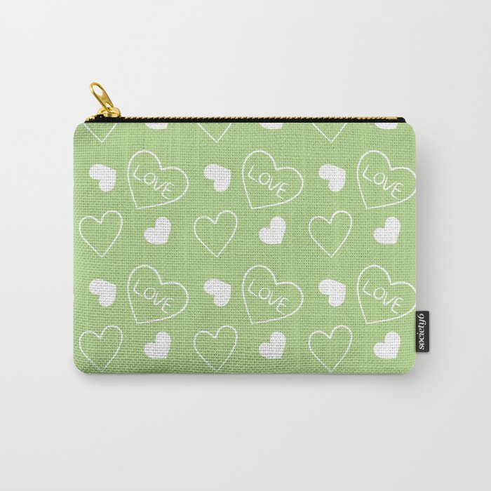 Valentines Day White Hand Drawn Hearts Carry-All Pouch