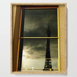 Eiffel Tower reflection | Paris mirrored window | Modern Abstract Travel Photography Serving Tray