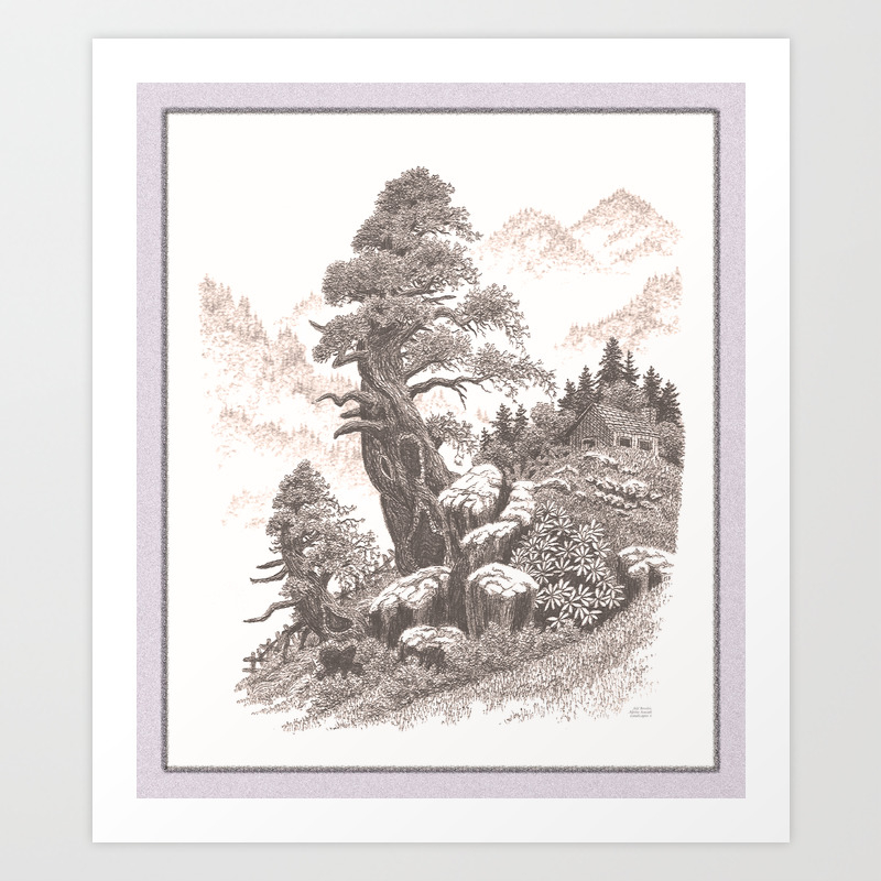 Old Hemlock Rustic Mountain Cabin Pen Drawing Art Print By Alpineseasidelandscapes Society6 I really don't feel like i found my time in art just yet. old hemlock rustic mountain cabin pen drawing art print by alpineseasidelandscapes