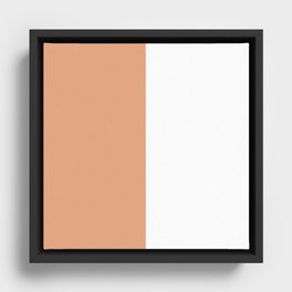 Pastel Peach Orange and White Split in Vertical Halves Framed Canvas