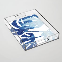 Navy Blue Tropical Leaf Acrylic Tray
