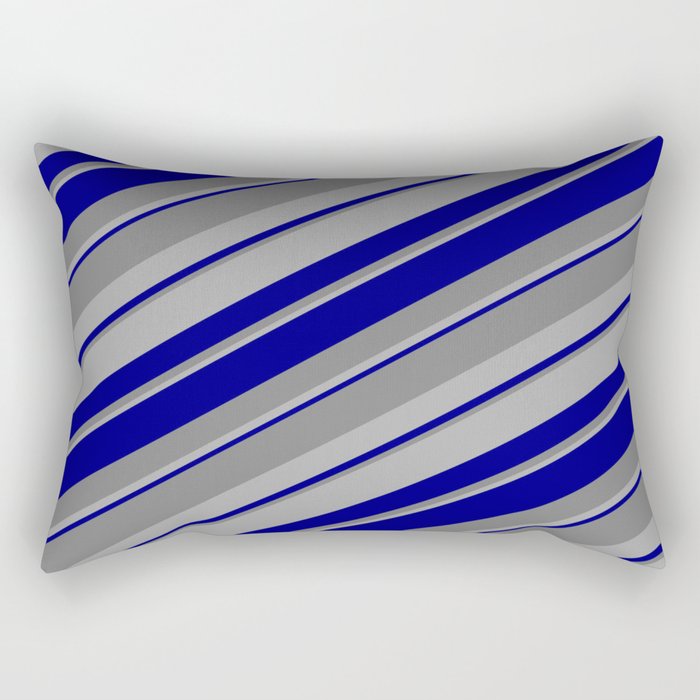 Blue, Gray & Dark Gray Colored Stripes/Lines Pattern Rectangular Pillow