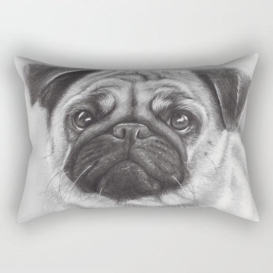 Cute Pug Dog Animal Pugs Portrait Rectangular Pillow