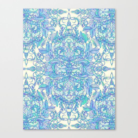 Lilac, Mint & Aqua Art Nouveau Pattern Canvas Print