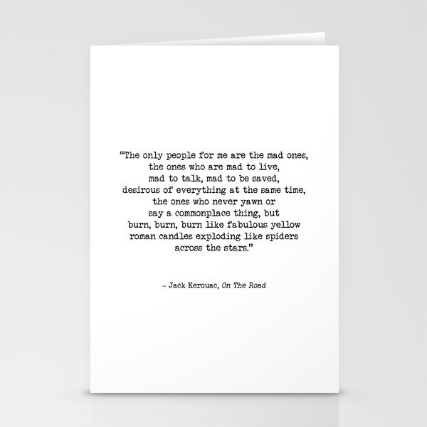 Mad To Live, Motivational Life Quote By Jack Kerouac, On The Road, Creativity Quotes Stationery Cards