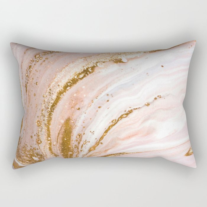 Blush Pink And Gold Liquid Color  Rectangular Pillow