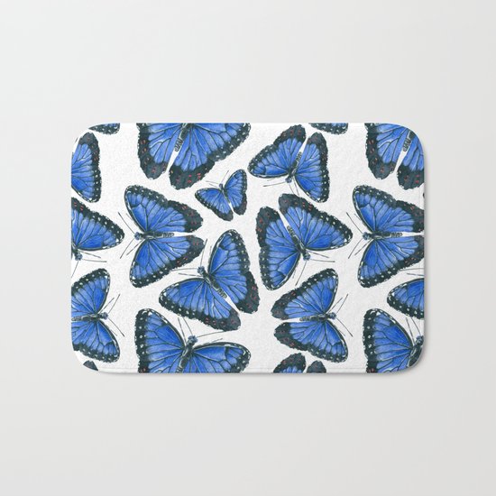 Blue morpho butterfly pattern design Bath Mat