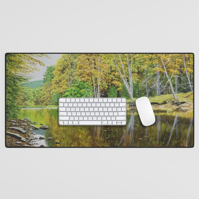 Autumn river Desk Mat