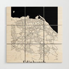 Edinburgh city map Wood Wall Art