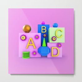 ABCD Metal Print | Graphic, Design, Banner, Pink, Abcd, Pattern, Colorful, Object, Geometric, Modern 