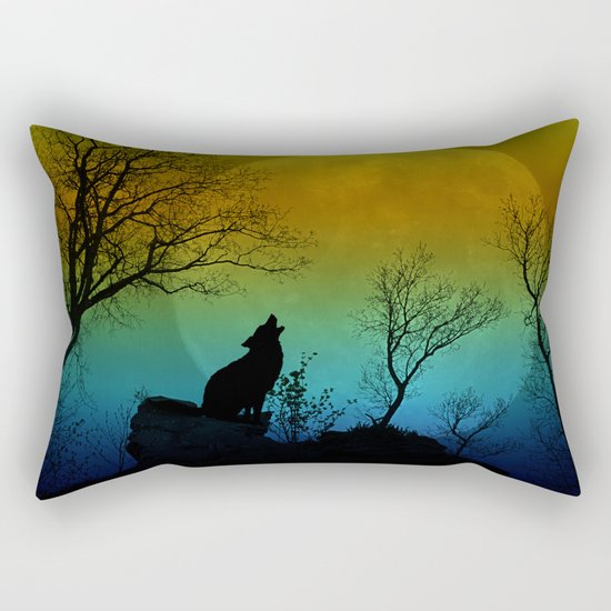 Howling wolf II Rectangular Pillow