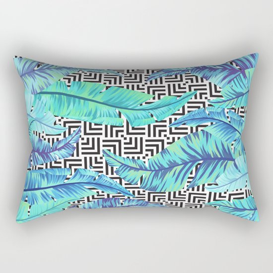 turquoise tropical leaves Rectangular Pillow