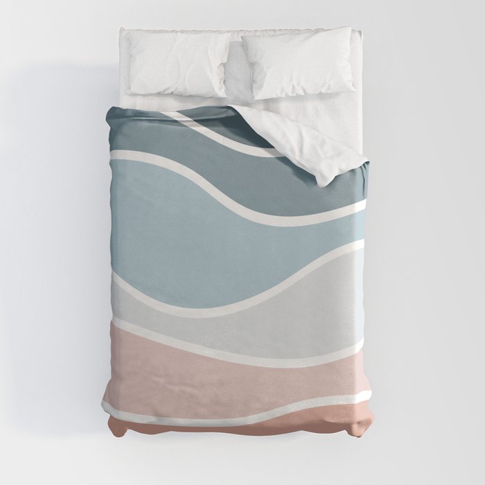 Blue and pink retro style design Duvet Cover
