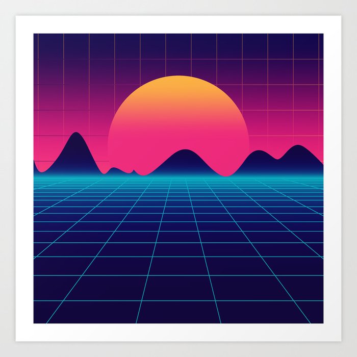 Throwback Sunset Synthwave Art Print by EDMproject | Society6